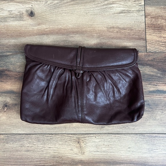 Vintage Dark Brown Leather Clutch Antonia‎ designs - Picture 2 of 8